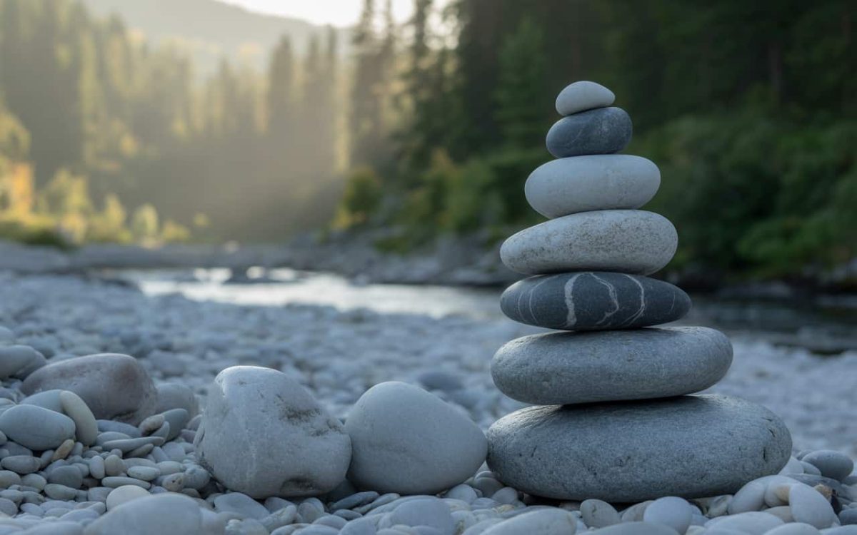 Rock Cairns in a river bed